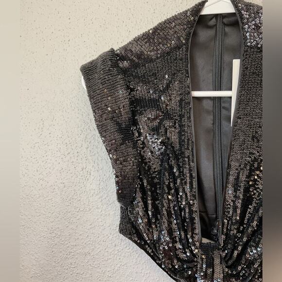 NWT A.L.C. Alexis Black Sequin Cutout Dress Size 2 - Picture 8 of 14